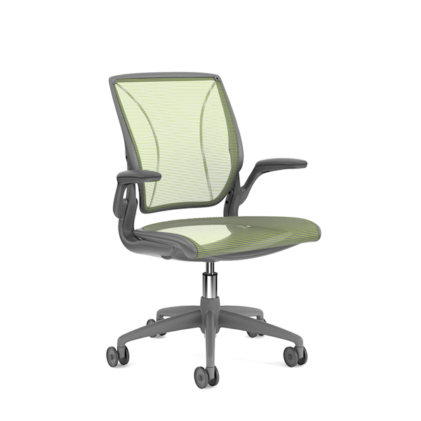 Pinstripe Mesh Green World Task Chair, Fixed Arms, Gray Frame,Green,hi-res